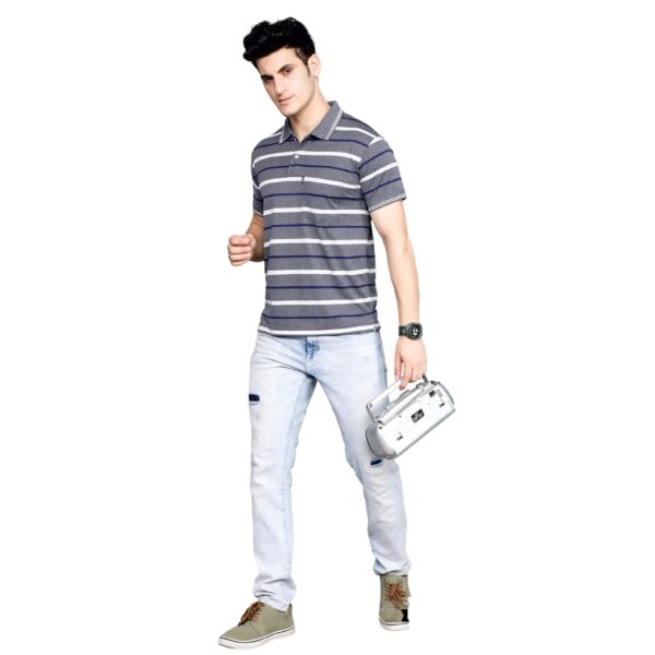 G 105 - Bravo Stream Mens Striped Collar Tees - Image 2