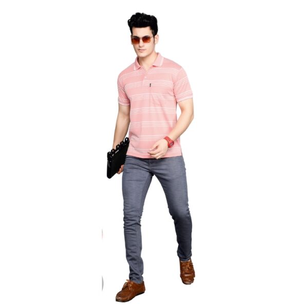 G 105 - Bravo Stream Mens Striped Collar Tees - Image 4