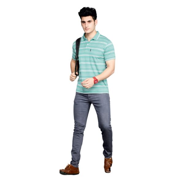 G 105 - Bravo Stream Mens Striped Collar Tees - Image 5