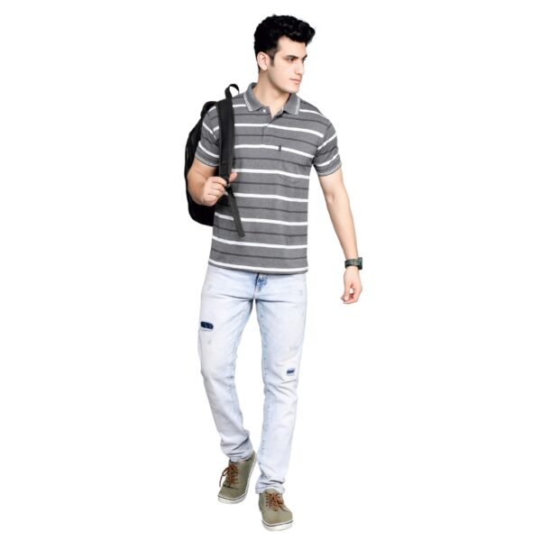 G 105 - Bravo Stream Mens Striped Collar Tees - Image 6