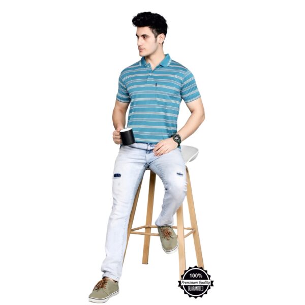 G 105 - Bravo Stream Mens Striped Collar Tees