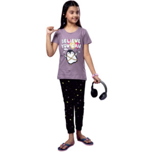 Katara Girls Printed Grip Pant Set