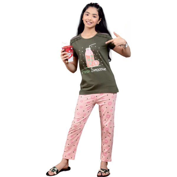 Olive Girls Fancy Printed Pant Set - Image 3