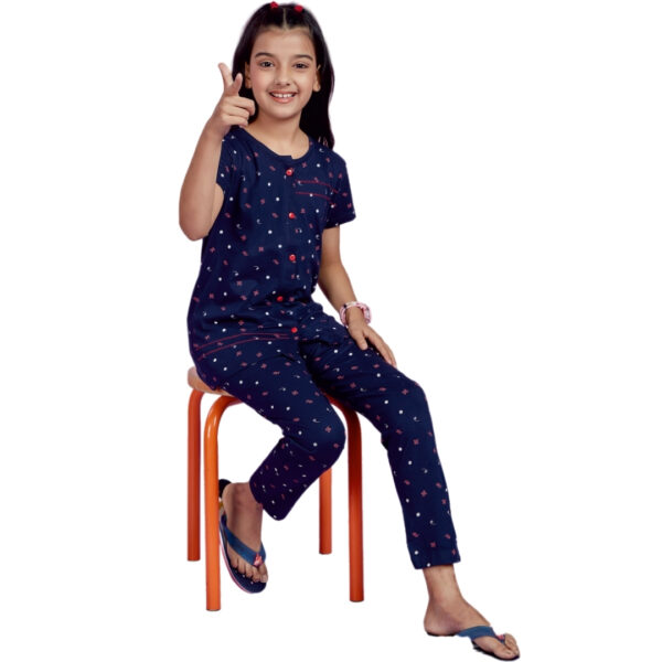 Oxy Girls Co-ord Printed Button with Pocket Pant Set