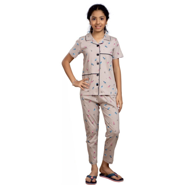 Panda Girls Fancy Printed with Pocket Pant Set - Image 2