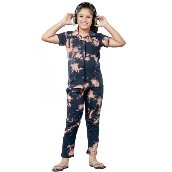 Lyca Girls Tie & Dye Collar with Pocket Pant Set - Image 2