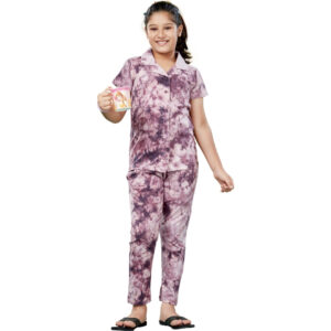 Lyca Girls Tie & Dye Collar with Pocket Pant Set