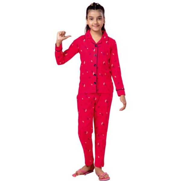 Fanta Girls F/S Printed Collar with Pocket Pant Set - Image 2