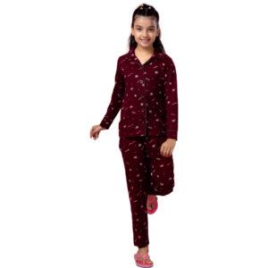 Fanta Girls F/S Printed Collar with Pocket Pant Set
