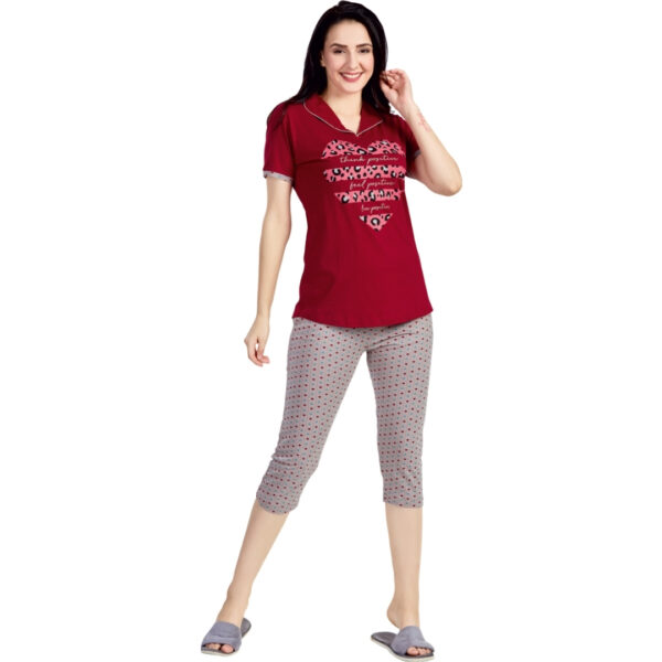 5010 Ladies Printed Pyjama 3/4 Set (Pocket) - Image 3
