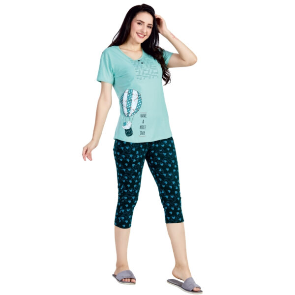 5010 Ladies Printed Pyjama 3/4 Set (Pocket) - Image 5