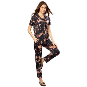 Lakme Ladies Tie & Dye Collar Pant Set (Pocket)