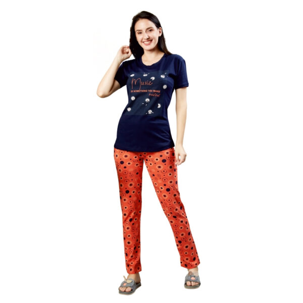 Peach Ladies Printed Pyjama Pant Set (Pocket) - Image 6
