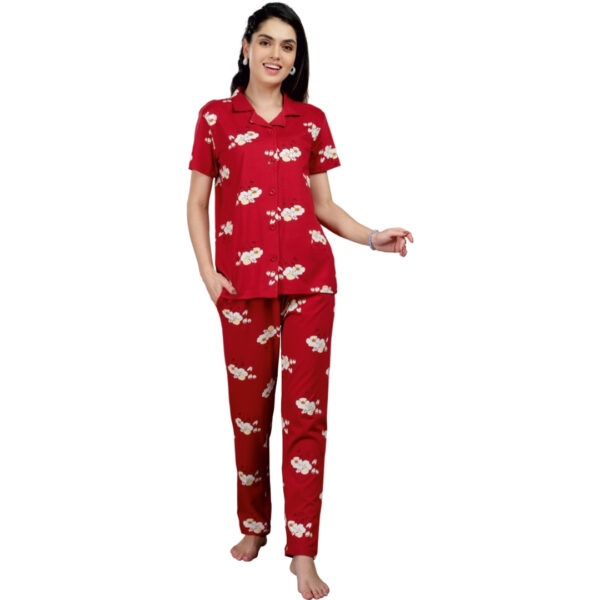 Clove Ladies Printed Collar Pant Set