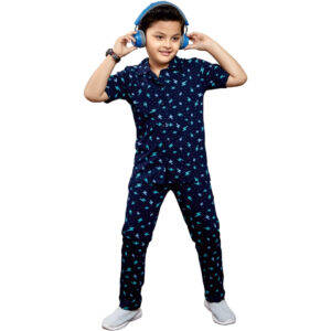 Messi Boys Print Collar Pocket Pant Set