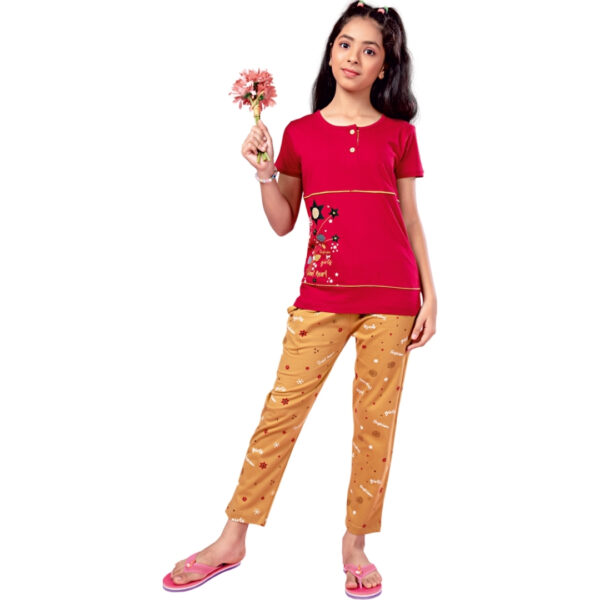 Alice Girls Printed with Pocket Pant Set - Image 2